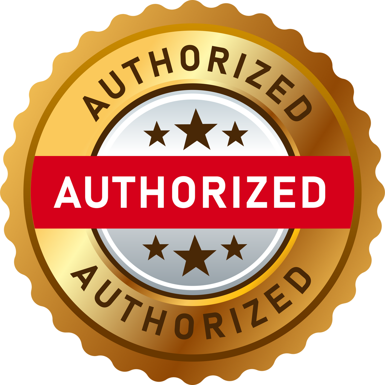 Authorized certified check mark label and stamp in gold transparent